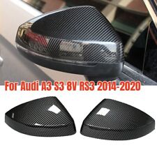 2x For Audi A3 S3 8V RS3 2014-2020 Carbon Fiber Wing Side Mirror Cover Caps picture