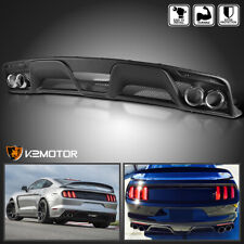 Fits 2015-2017 Ford Mustang GT350 Style Rear Bumper Diffuser+Dual Exhaust Pipes picture