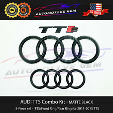 AUDI TTS Emblem MATT BLACK Grill Trunk Ring S Line quattro Badge Kit 2011-2015 picture