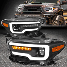 [SEQUENTIAL SIGNAL LED DRL] FOR 16-20 TACOMA BLACK AMBER PROJECTOR HEADLIGHTS picture