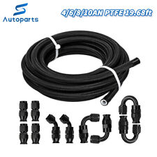 4/6/8/10AN PTFE Braided Fuel Line Oil Gas Fuel Hose Line End Fit 19.68ft picture