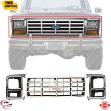 For 1982-1986 Ford F-150 F-250 F-350 Bronco Front Grille + Headlight Bezel Trim picture
