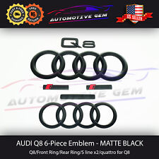 AUDI Q8 Emblem MATTE BLACK Grille & Trunk Ring S Line quattro Logo Badge Kit picture