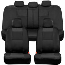 BDK Two-Tone PU Leather Car Seat Covers Full Set Front & Rear - Black picture