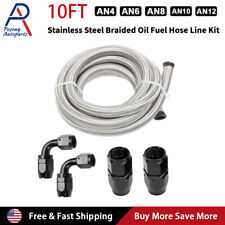 10Feet 4AN/6AN/8AN/10AN 4Fitting Stainless Steel Braided Oil Fuel Hose Line Kit picture