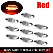 10 x Red Thin Side Marker Lights Clearance 24 LED Chrome For Freightliner 12V picture
