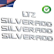 4x 3D Gloss Silver Door Emblem Tailgate Letters Badge Nameplate for SILVERADO LT picture