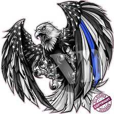 Thin Blue Line American Flag Eagle Decal picture