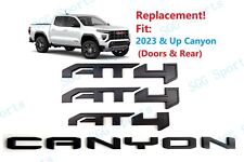4PC Matte Black Door Rear AT4 Canyon Emblem Badge Fit 2023-2024 GMC Canyon AT4 picture