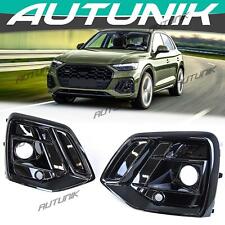 Glossy Black Fog Light Grill Cover Bezels For Audi Q5 2021-2022 w/ ACC Holes picture