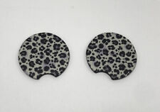 2 Pack Car Coasters, 2.75inch Snow Leopard Print Car Cup Holder Coasters for Car picture