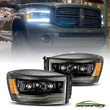 Fit 2006-2008 Dodge Ram  LED DRL/Signal Polished Black Projector Headlights Pair picture