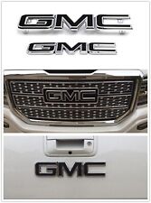 2PCS FOR 15-19 GMC SIERRA CHROME AND BLACK GRILL FRONT  & REAR TAILGATE EMBLEM picture