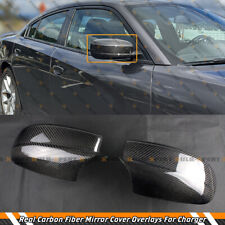 FOR 2011-23 DODGE CHARGER ADD-ON REAL CARBON FIBER SIDE MIRROR COVER CAP OVERLAY picture