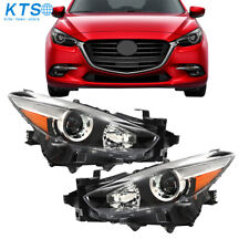 Headlights Assembly For 2017-2018 Mazda 3 Clear Halogen Black Housing Right&Left picture
