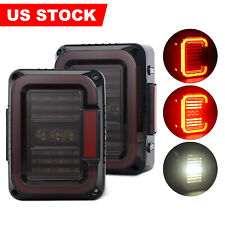 2007-17 For Jeep wrangler JK Smoked LED Tail Lights Brake Turn Reverse Stop Lamp picture