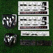 7pcs Siver Black R-A-M 1500 Heavy Duty 5.7 For 4x4 Grille Side Tailboard Emblem picture