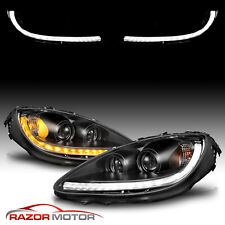 2005 - 2013 For Chevy Corvette LED DRL Sequential Switchback Black Headlights picture