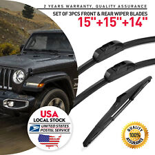 For 2000-2022 Jeep Wrangler Front & Rear Windshield Wiper Blades 15