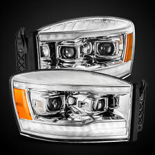 For 06-08 Dodge Ram LED DRL/Signal Chrome Dual Projector Headlights Left/Right picture