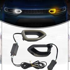2x Smoke LED DRL Bezel Grille Lights Lamps Fit Dodge Charger 15-23 SRT Scat Pack picture