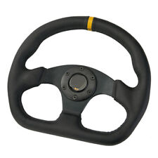 Universal 13'' 320mm Racing Flat Drift Sport Leather Steering Wheel Black + Horn picture