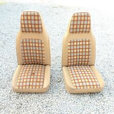 2x Vintage Tan Saddle blanket Patterned High Back Bucket Seats For Recondition picture