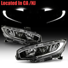 LED Chrome Headlights For 2016 2017-2021 Civic Coupe Hatchback Sedan L+R Lamps picture