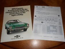 1972 CHEVY CAMARO 16 p. BROCHURE / CATALOG + '72 CHEVROLET SS RS Z28 ORDER FORM picture