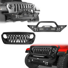For 18-24 Jeep Wrangler & Gladiator Mid Front Bumper + Shark Griille w/Led Light picture