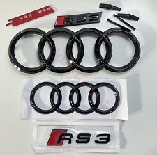 Fit Audi RS3 Gloss Black Full Set Front Rear Badges Emblem For Audi RS3 picture