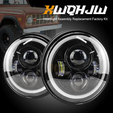Pair 7 inch Round Hi/Lo Beam LED Headlights Chrome for 1966-1978 Ford Bronco picture