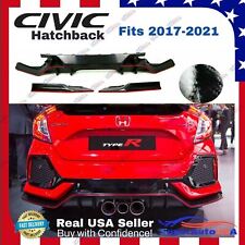 Fit 17-21 Honda Civic Hatchback Type-R Style Carbon Pattern Red Rear Diffuser picture