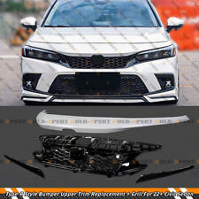 TYPE-R STYLE WHITE UPPER TRIM REPLACEMENT+UPPER GRILL FOR 2022-2024 HONDA CIVIC picture