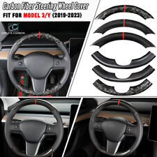 Real Carbon Fiber Steering Wheels Cover Trim Fit For Tesla Model 3/Y(2017-2023） picture