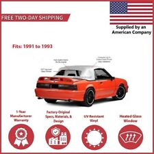 1991-93 Ford Mustang Convertible Soft Top w/ DOT Approved Glass Window, White picture