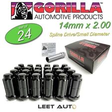 (24) Gorilla Lug Nuts, 14mm x 2.00, Black, Spline Drive, Duplex, K6TS-14200BGR picture