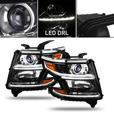 Black Fits 2015-2020 Chevy Tahoe Suburban LED Strip Projector Headlights Lamps picture