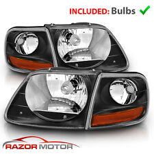 For 97-03/02 Ford F150/ Expedition Lightning Style Black Headlight + Corner Pair picture