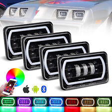 4x6inch Led Headlights with White RGB Halo Replace H4651 H4656 H4666 picture