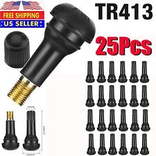 25pcs Tire VALVE STEMS TR 413 Snap-In Car Auto Short Rubber Tubeless Tyre Black picture