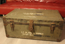 WW2 Era Military Trunk Footlocker Olive Vintage Antique 34