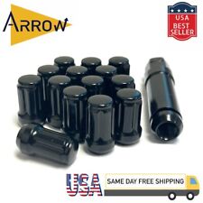 24x Black 7/16-20 Spline Tuner Style Lug Nuts and Key Fit Chevrolet & GMC picture