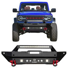 Vijay Fits 2021-2022 Bronco Textured Front Bumper With Winch Plate&LED Lights picture