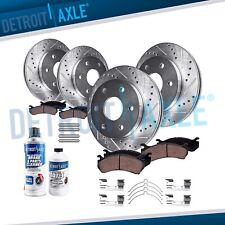 4X4 Front Rear Drilled Rotor + Brake Pad for Ford F-150 Lincoln Mark LT 6-LUGs picture