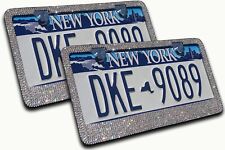 Premium Diamond Sparkle Crystal Bling Stainless Steel License Plate Frame - Pair picture