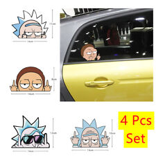 4 Pcs/Set Reflective Rick and Morty Middle Finger Car Truck Window Vinyl Sticker picture