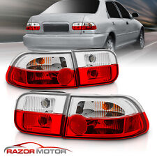For 1992 1993 1994 1995 Honda Civic 2/4Dr Coupe/Sedan Red Clear Tail Lights Pair picture