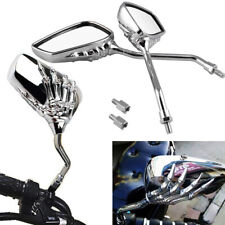 Pair 8MM 10MM Motorcycle Chrome Skeleton Skull Hand Claw Rearview Side Mirrors picture