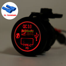 12-24V Dual Port Red LED Quick Charger Outlet PD Type-C USB QC 3.0 Car ATV RV picture